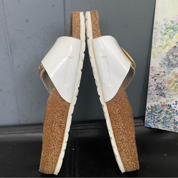 Birkenstock MADRID With Gold BIG BUCKLE Sandal in White Sz 37/6 Women’s - Picture 4 of 10